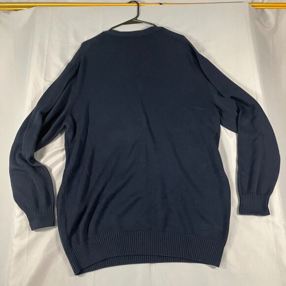 Lenor Romano V-Neck Sweater Mens Large Navy Blue Knit Pullover Made in Italy - Picture 8 of 9